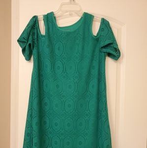 Kelly green cold shoulder dress